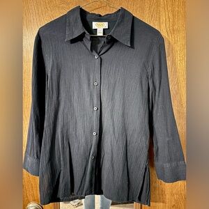 Talbots Black Button-Up Shirt women’s small